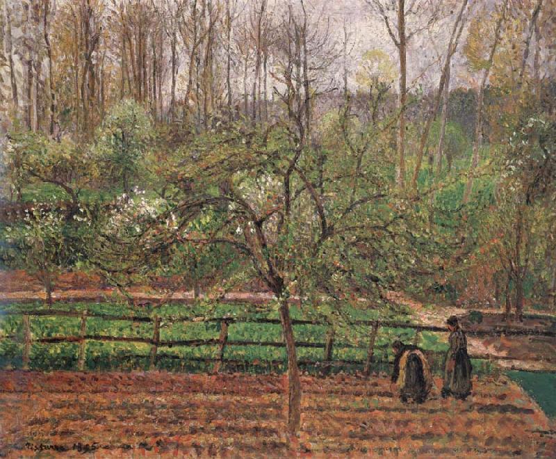 Springtime,grey weather,Eragny, Camille Pissarro